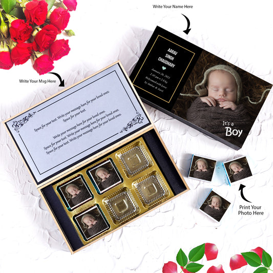 Elegant customised baby boy announcement gift