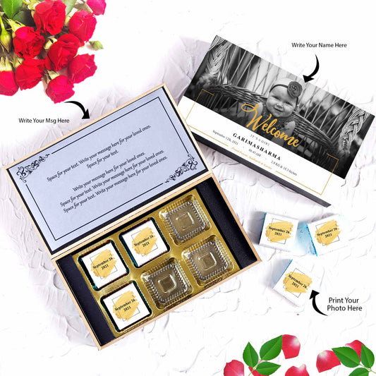 Golden print personalised baby announcement gift