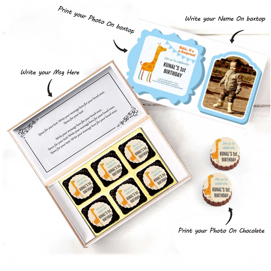 Giraffe Clipart Printed Chocolates birthday invitation