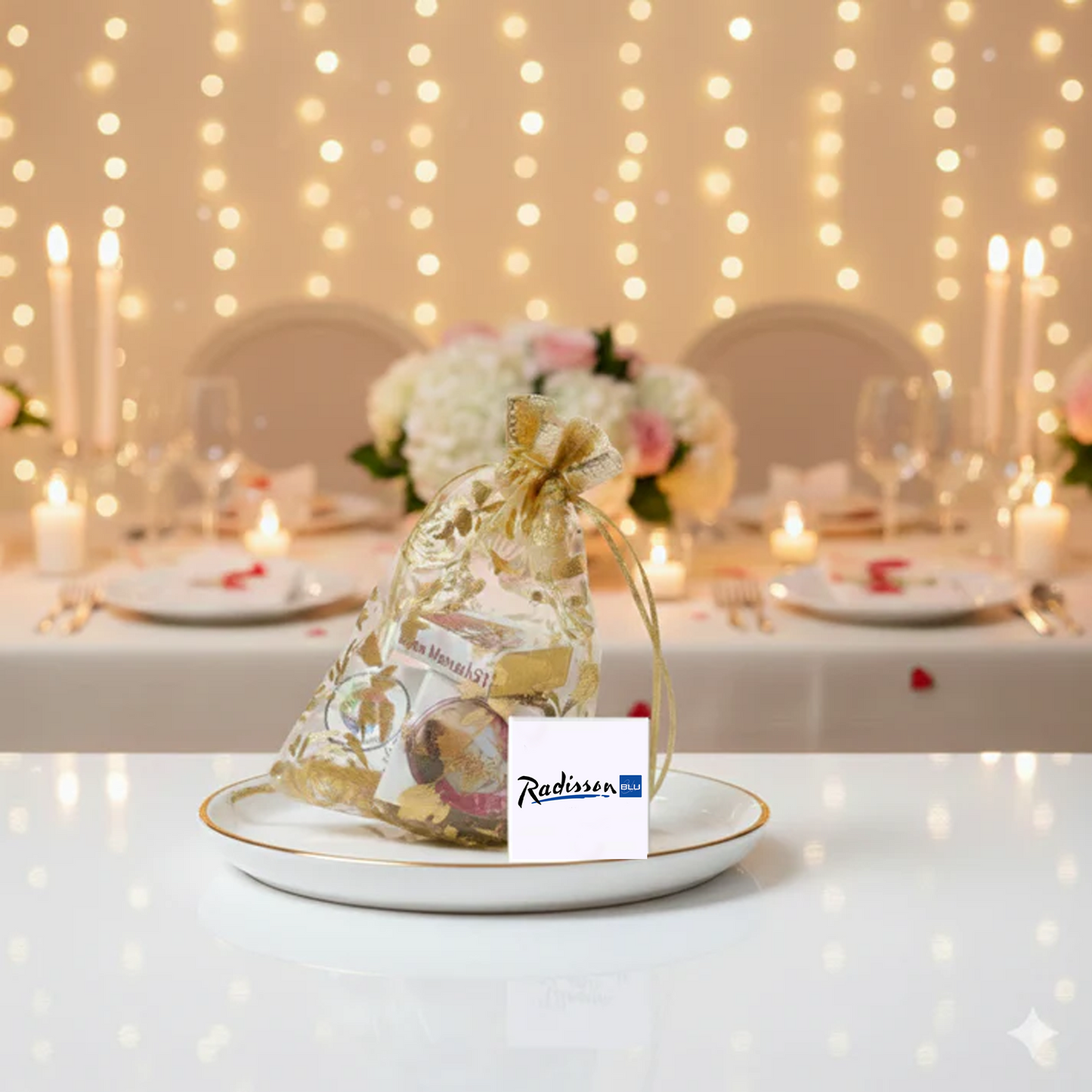 Photo Personalized Chocolate Gift in Premium Golden Potli