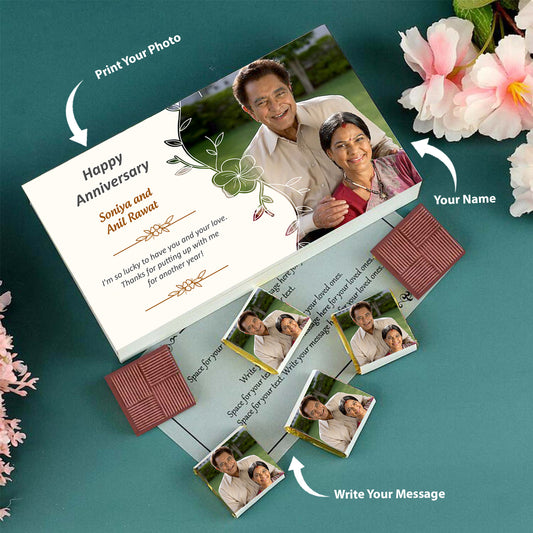Photo printed wooden box of chocolates with printed wrappers