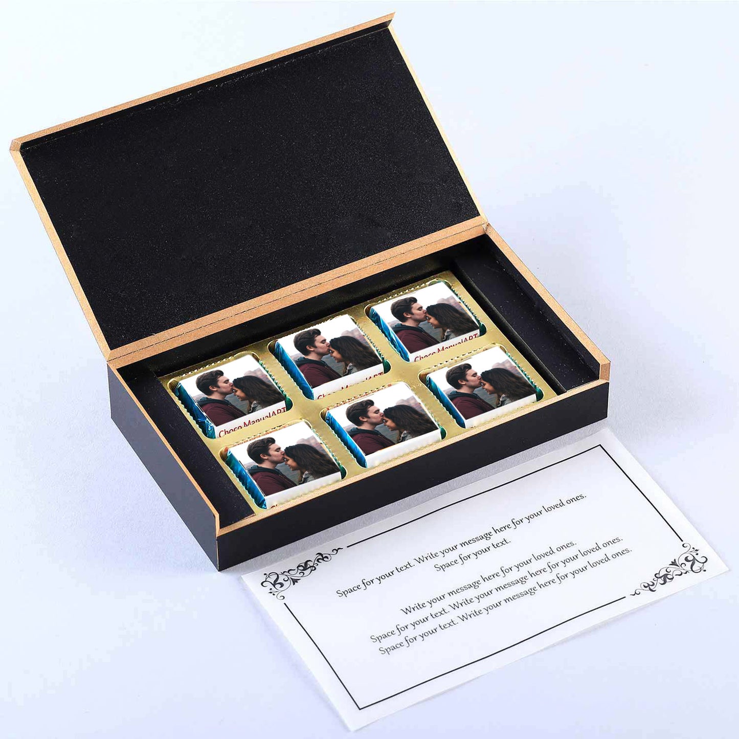 Cute couple photo with Name Printed Chocolates