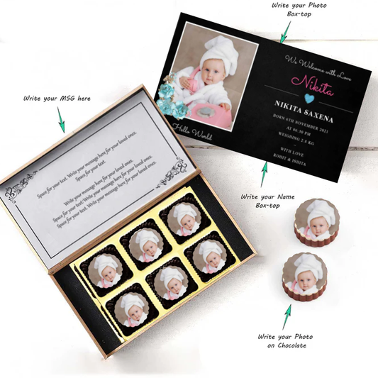 Hi dates printed chocolates for twins announcement