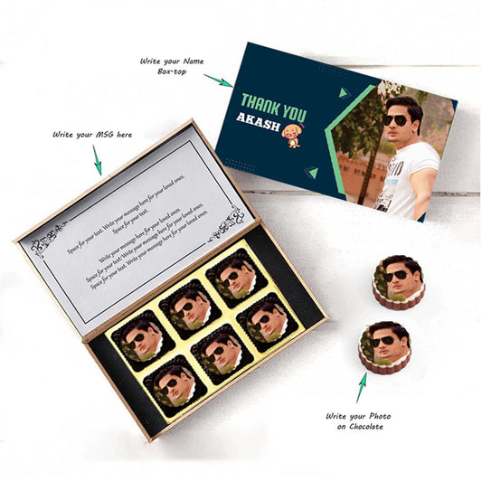 Name printed chocolate box I Thank you gifts for colleagues I Delicious chocolates I Elegant wooden packaging I Free shipping across India