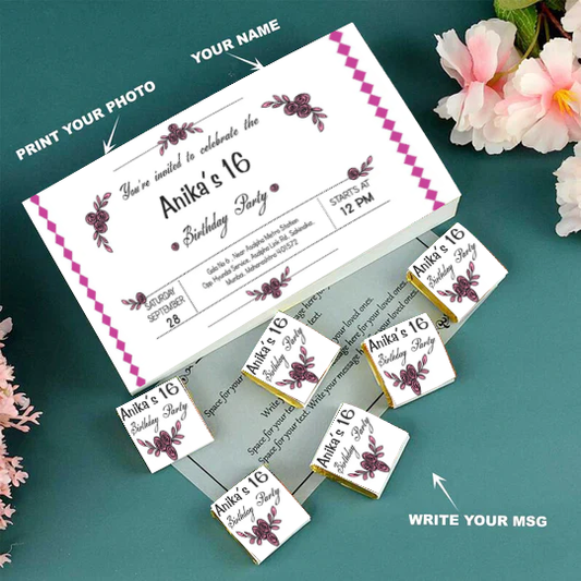Delicate design printed personalised birthday invitation gift