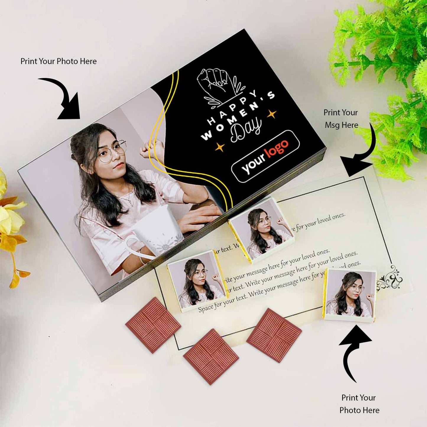Fist design photo printed chocolates women's day gift
