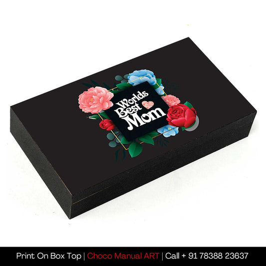Worlds best mom printed customised chocolates in Black theme