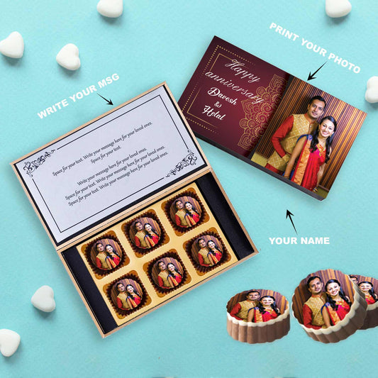 photo printed with elegant design on wooden box of chocolates