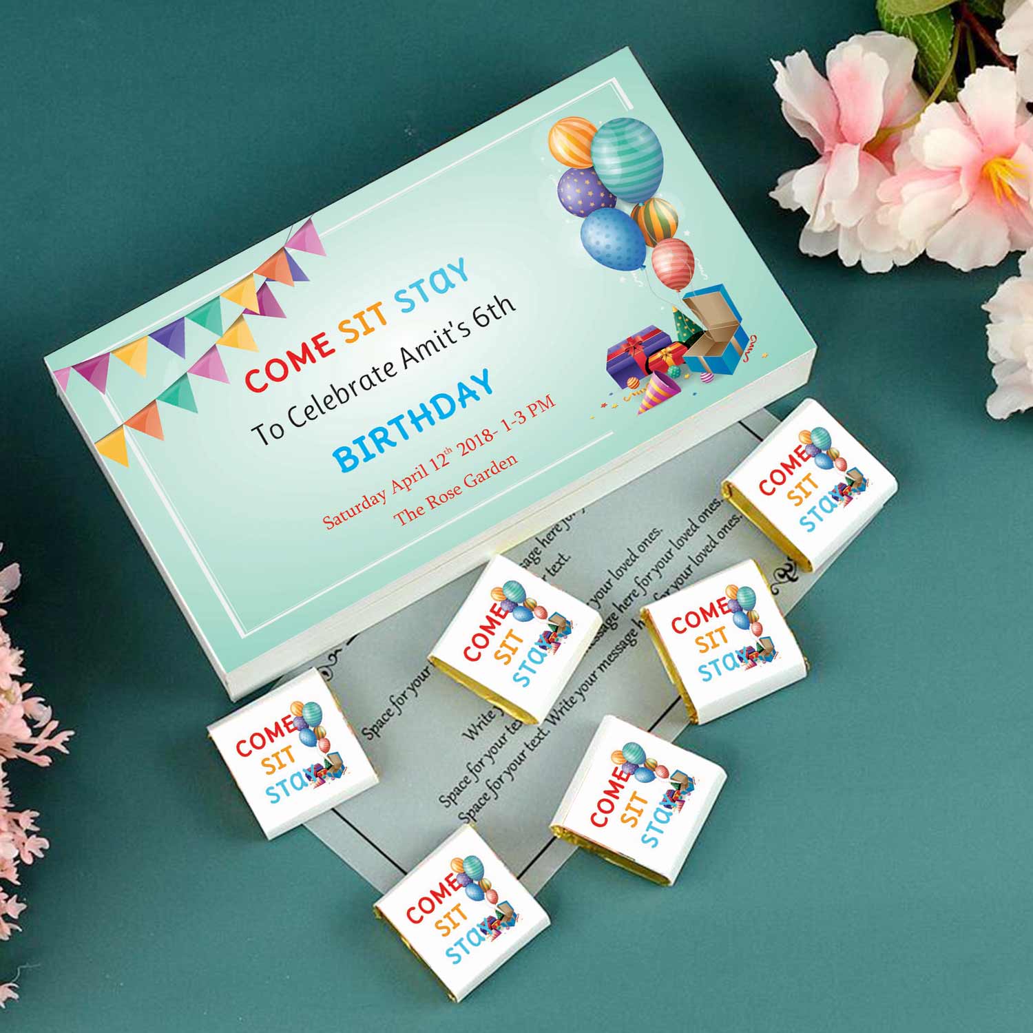 PERSONALIZED BIRTHDAY INVITATION WITH COLORFUL "BALLOONS & GIFTS" PRINTBirthday invitation gift wording.  Birthday invitation gift.