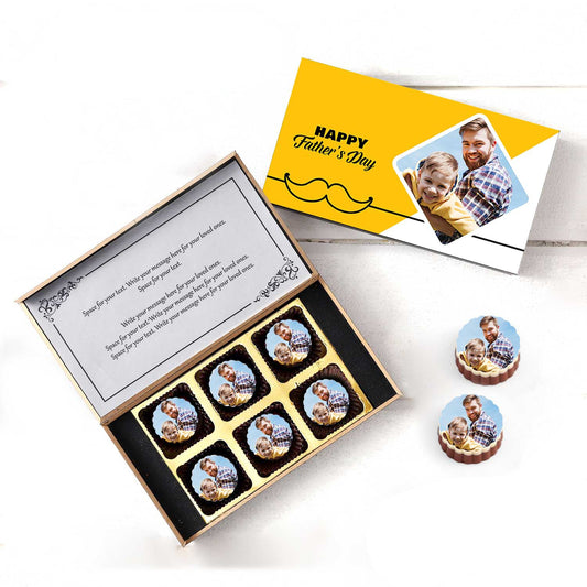 Bright yellow elegant design box of personalised chocolates