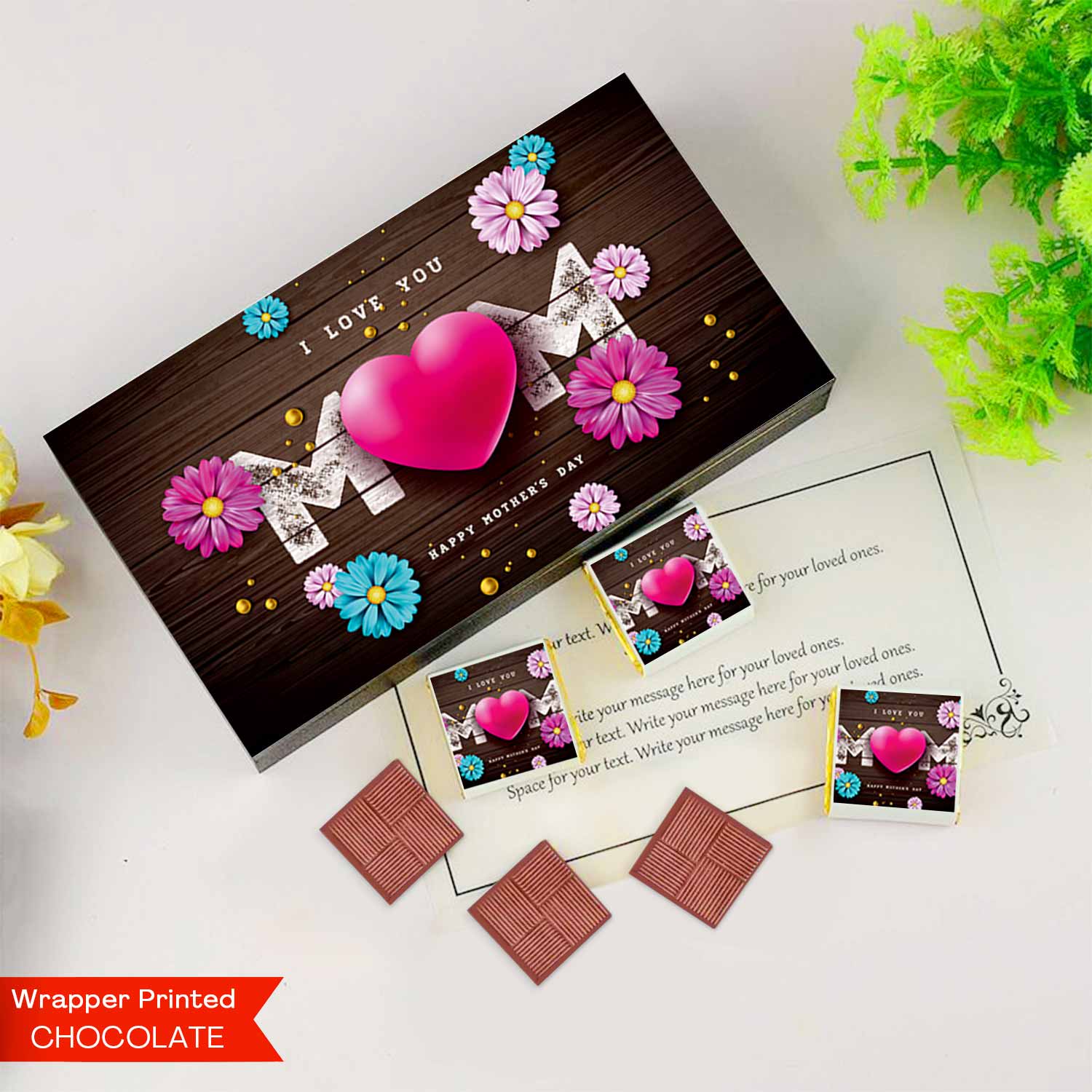 Best Mom Printed wrapper chocolates with Box
