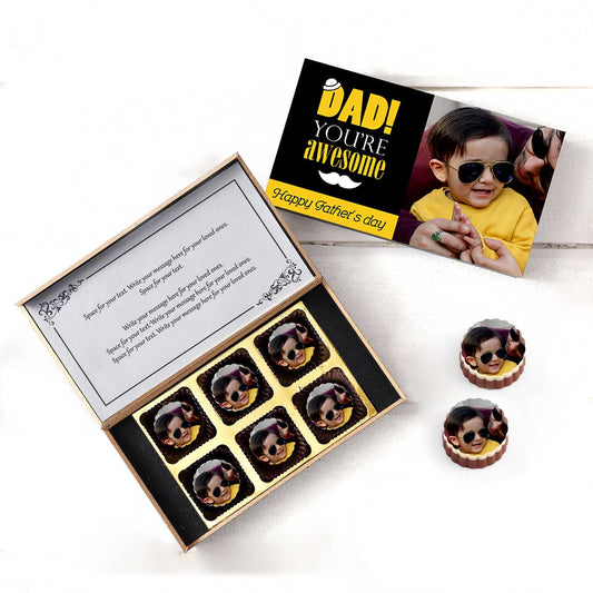 Dad printed chocolates with Dad and son