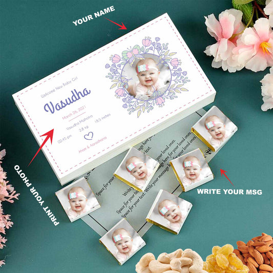 New born baby girl announcement. Pregnancy baby girl announcement. Baby birth announcement gifts india. Unique baby announcement gifts.