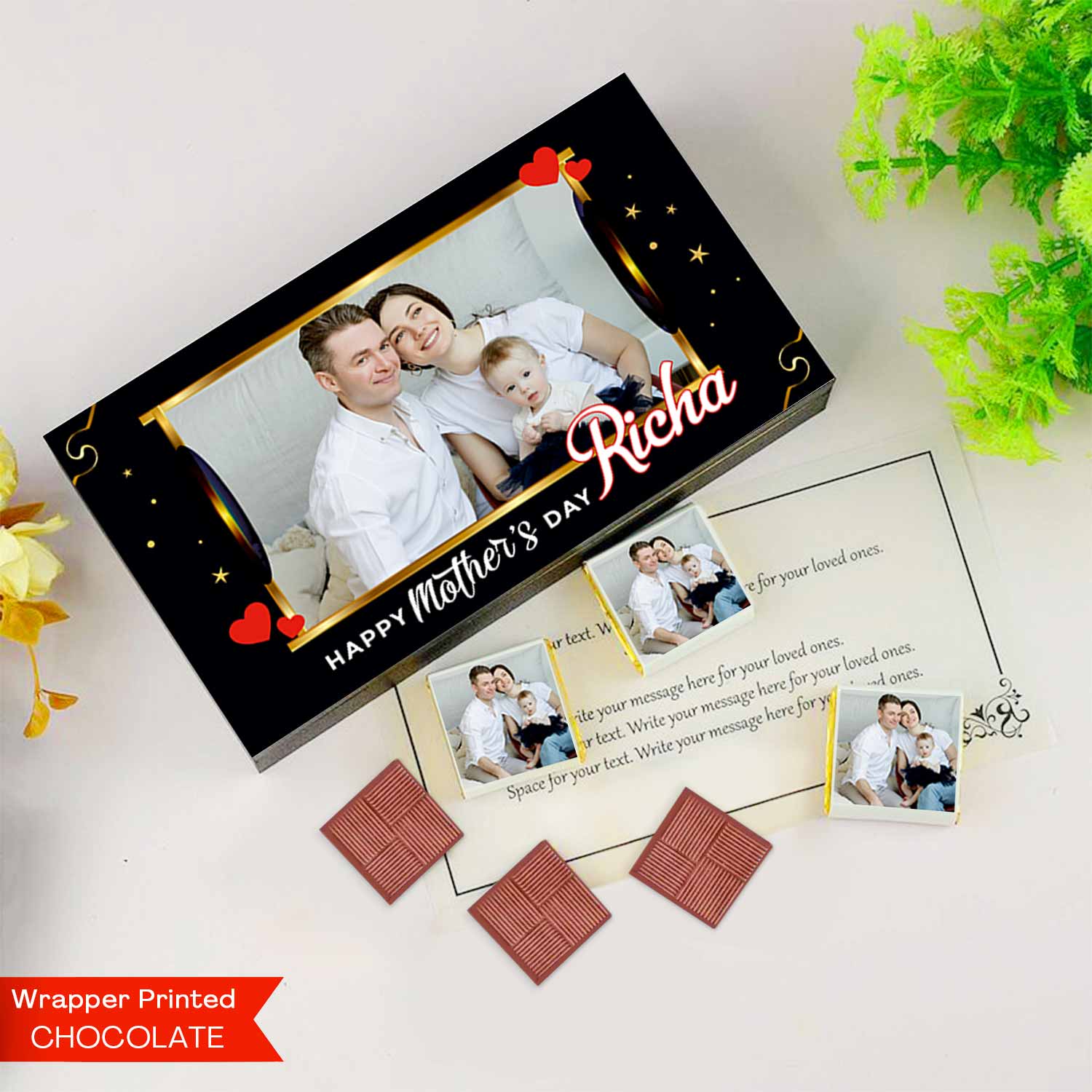 Delicate Dad Mom Baby Wrapper Printed Chocolate box