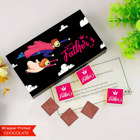 Elegant black father's day box with Personalised wrapped chocolates