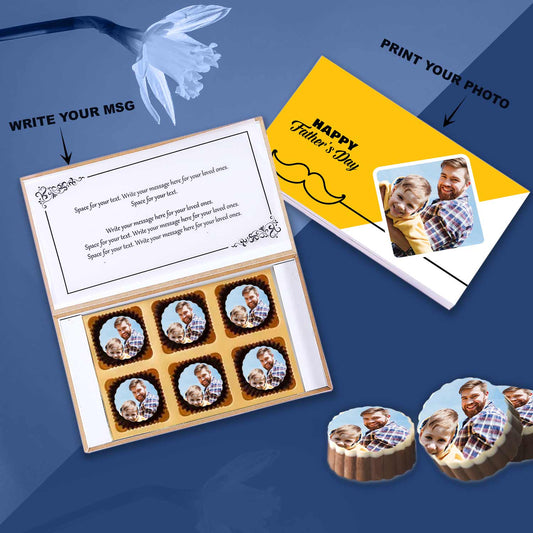 Bright yellow elegant design box of personalised chocolates