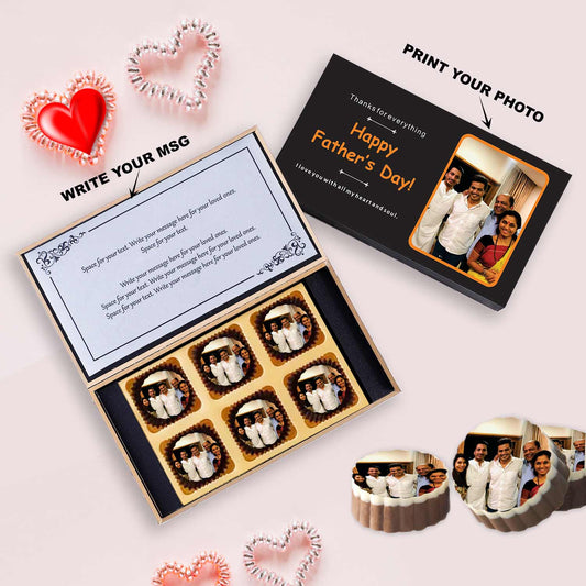 Black Elegant father's day gift box of Printed Chocolates