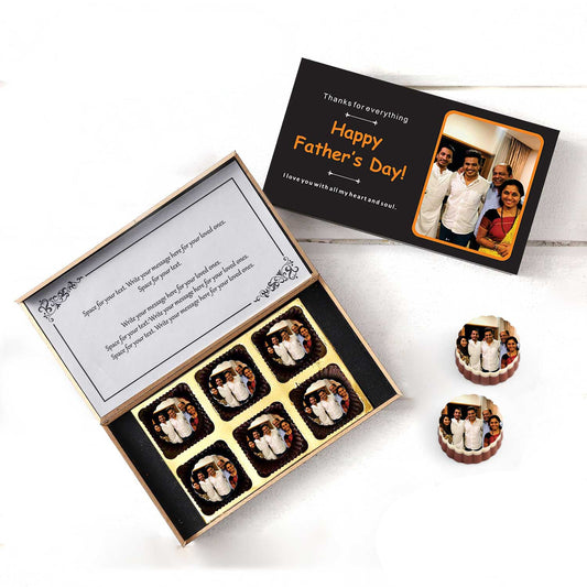 Black Elegant father's day gift box of Printed Chocolates