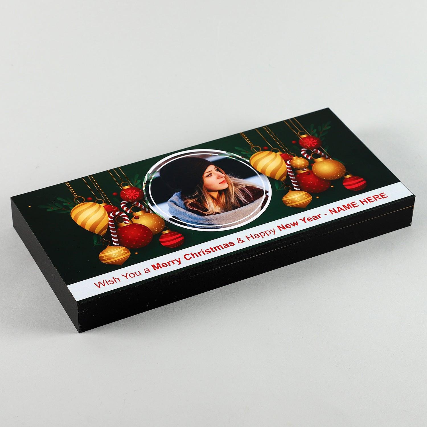 Wish Merry Christmas and New Year With Customised Message and Photo print Chocolate - Choco Manual ART