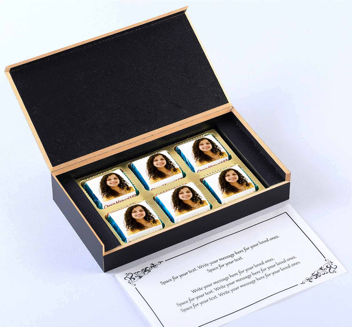 Thank You chocolates I Image/Name printed chocolate box I Delicious chocolates I Free shipping across India I Elegant wooden packaging
