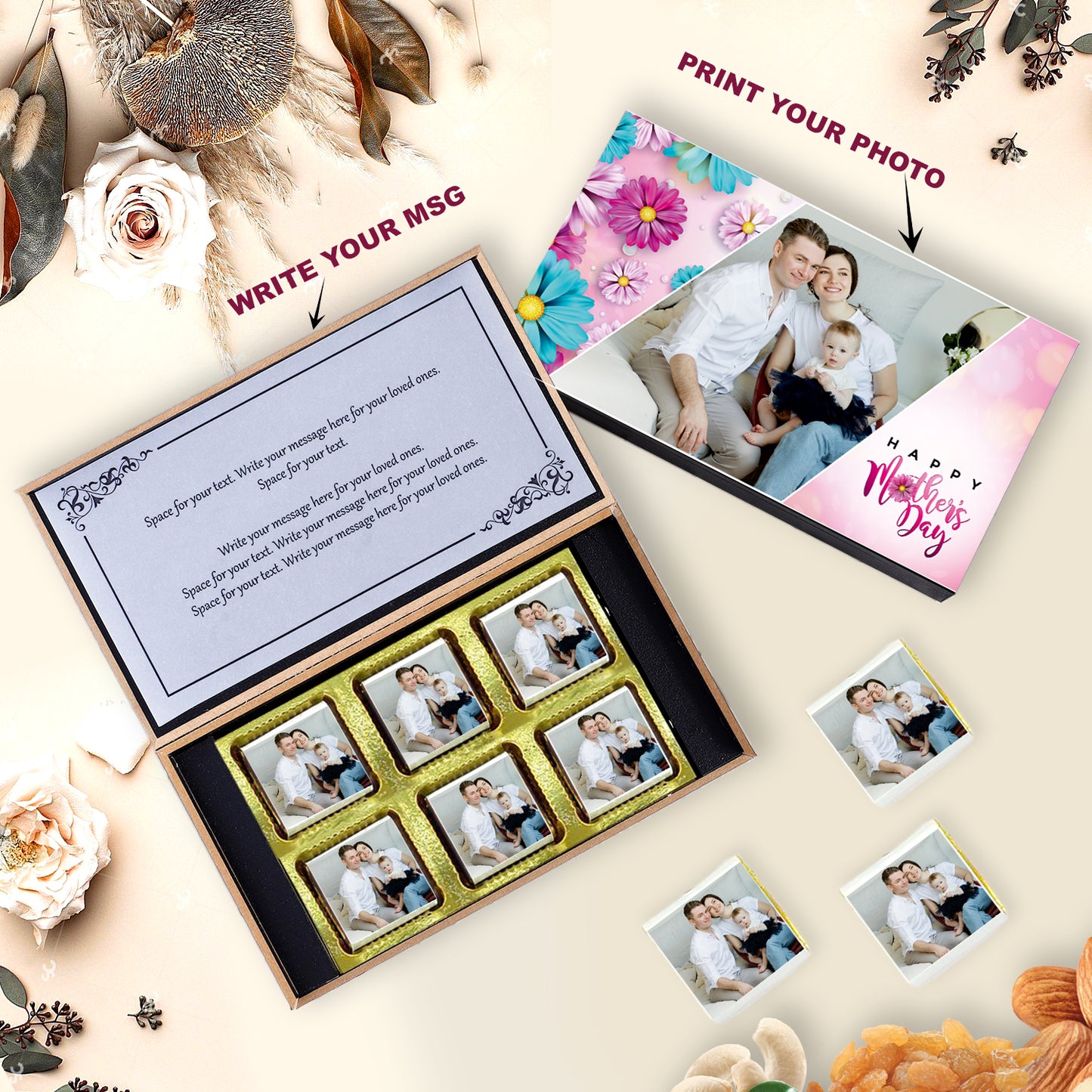 Unique customised gift ideas. Customised gifts are the best gifts. Your mother will cherish it forever. Write a personal message to keep inside the box to make her feel extra special.