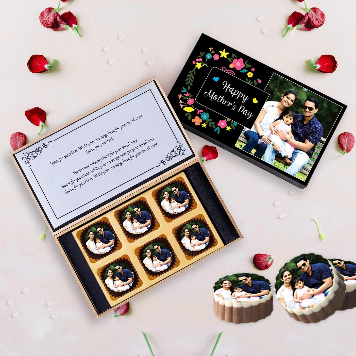 Attractive Designed box of Personalised Chocolates for Mothers Day