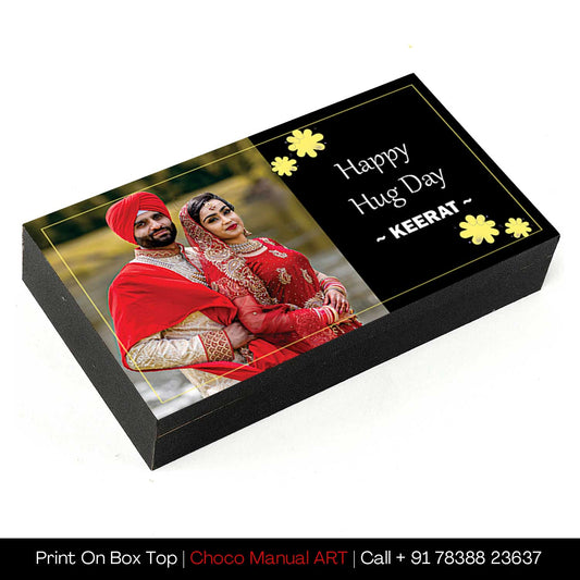 Customised Hug Day chocolate gift with photo/name printed Box