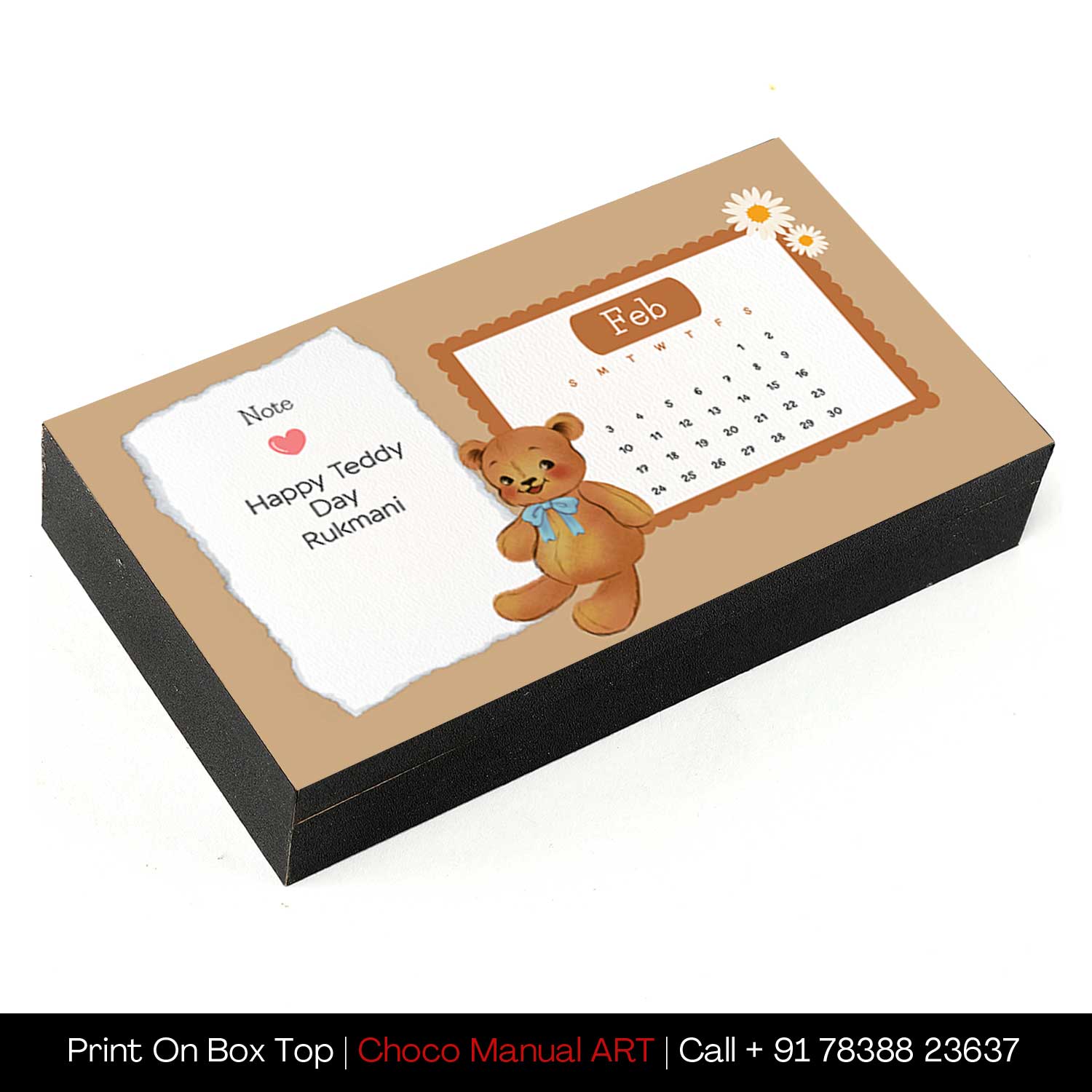 Personalized Teddy Day chocolate gift with photo/name printed