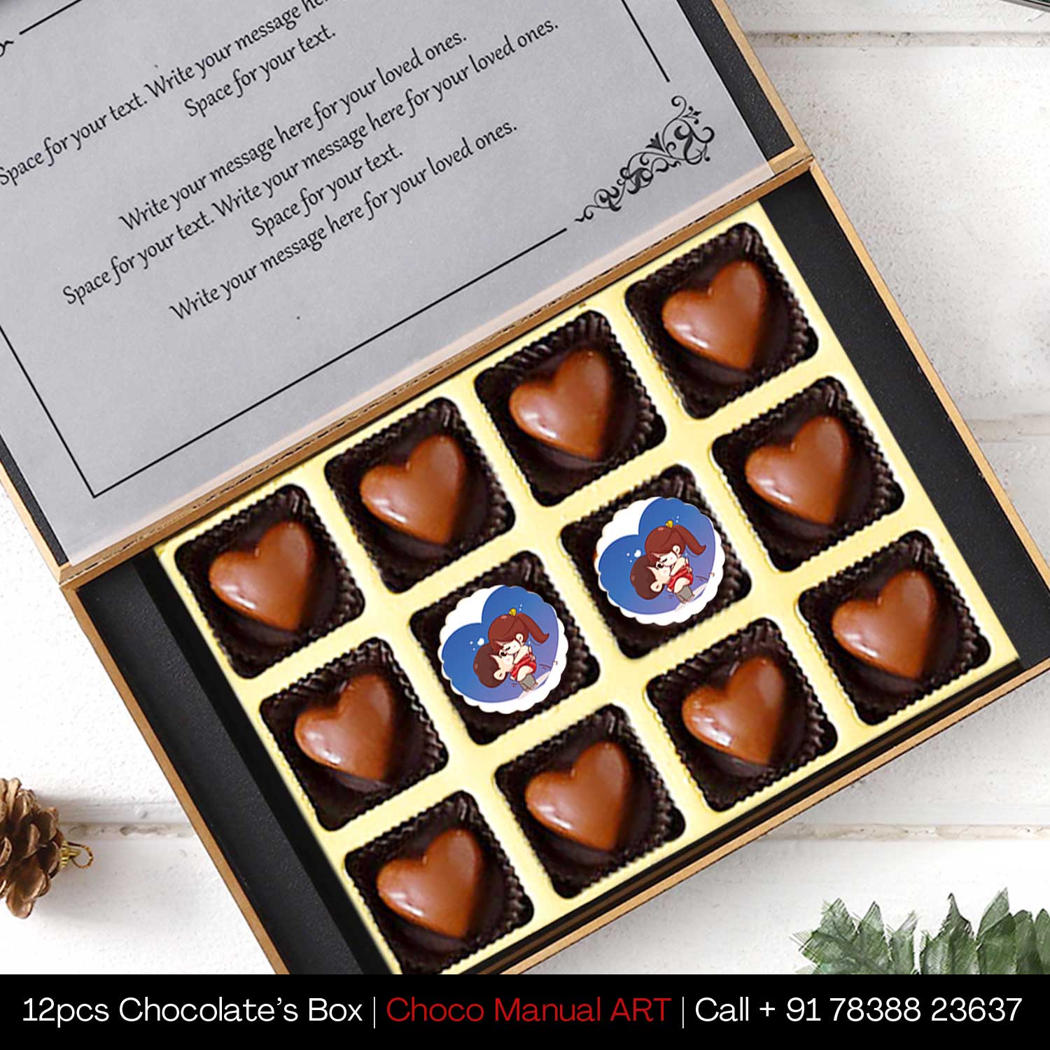 Personalized Kiss Day chocolate gift with photo/name printed