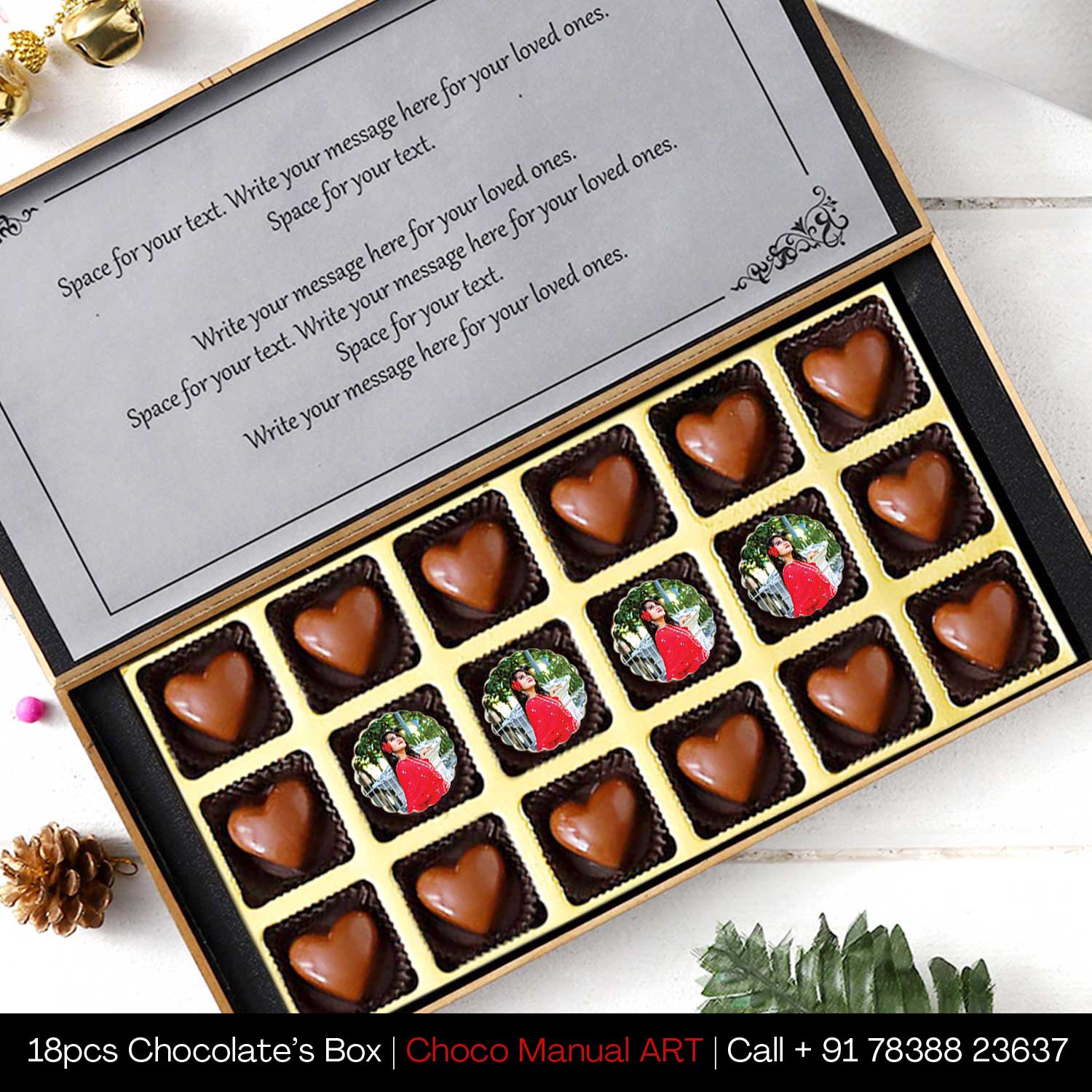 Buy online @399 Teddy Day Printed Chocolate with photo/name