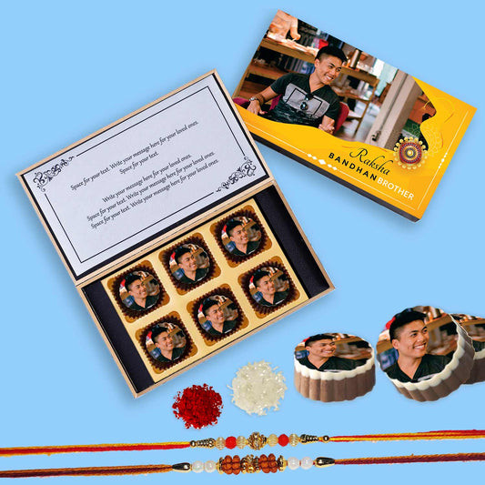 Saffron Colored Box Printed Chocolates For Raksha Bandhan