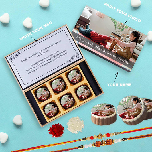 Pretty purple personalised chocolates gift for Raksha Bandhan