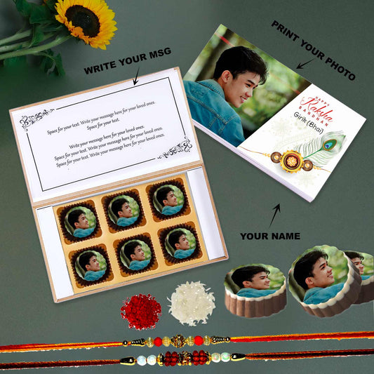 Wonderful brother personalised rakhi gift peacock feather designed box