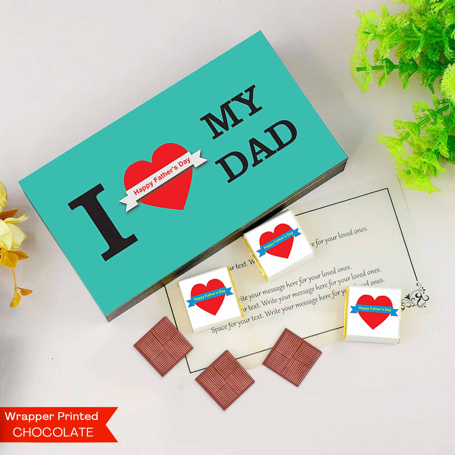 Red heart Happy Father's Day Printed wrapped Chocolates