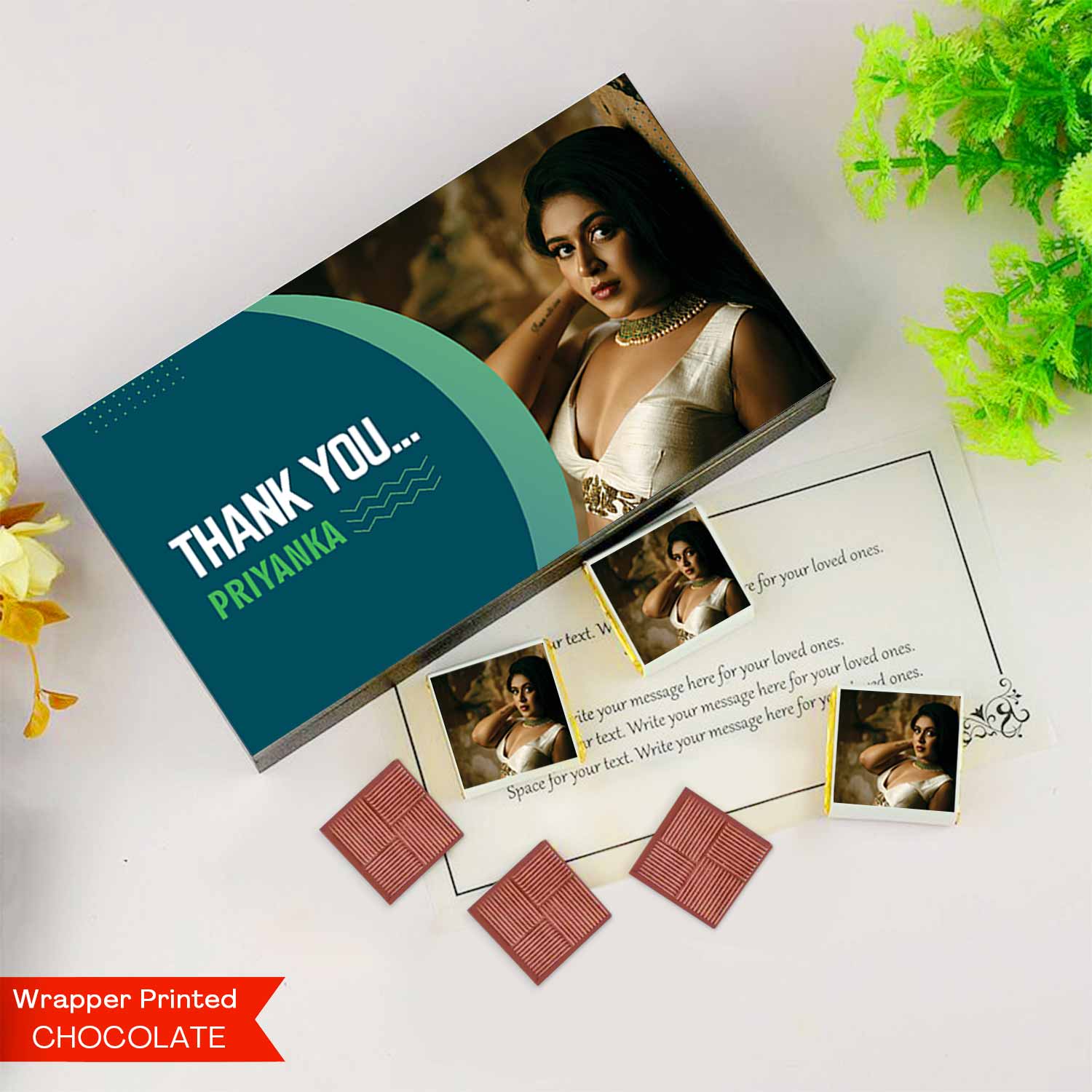 Thanks to friend I  Delicious chocolates I  Image/Name printed chocolate box I  Elegant wooden packaging I  Free shipping across India