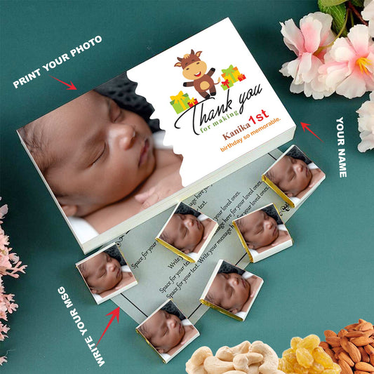 White elegant personalised wrapped chocolates birthday return gift