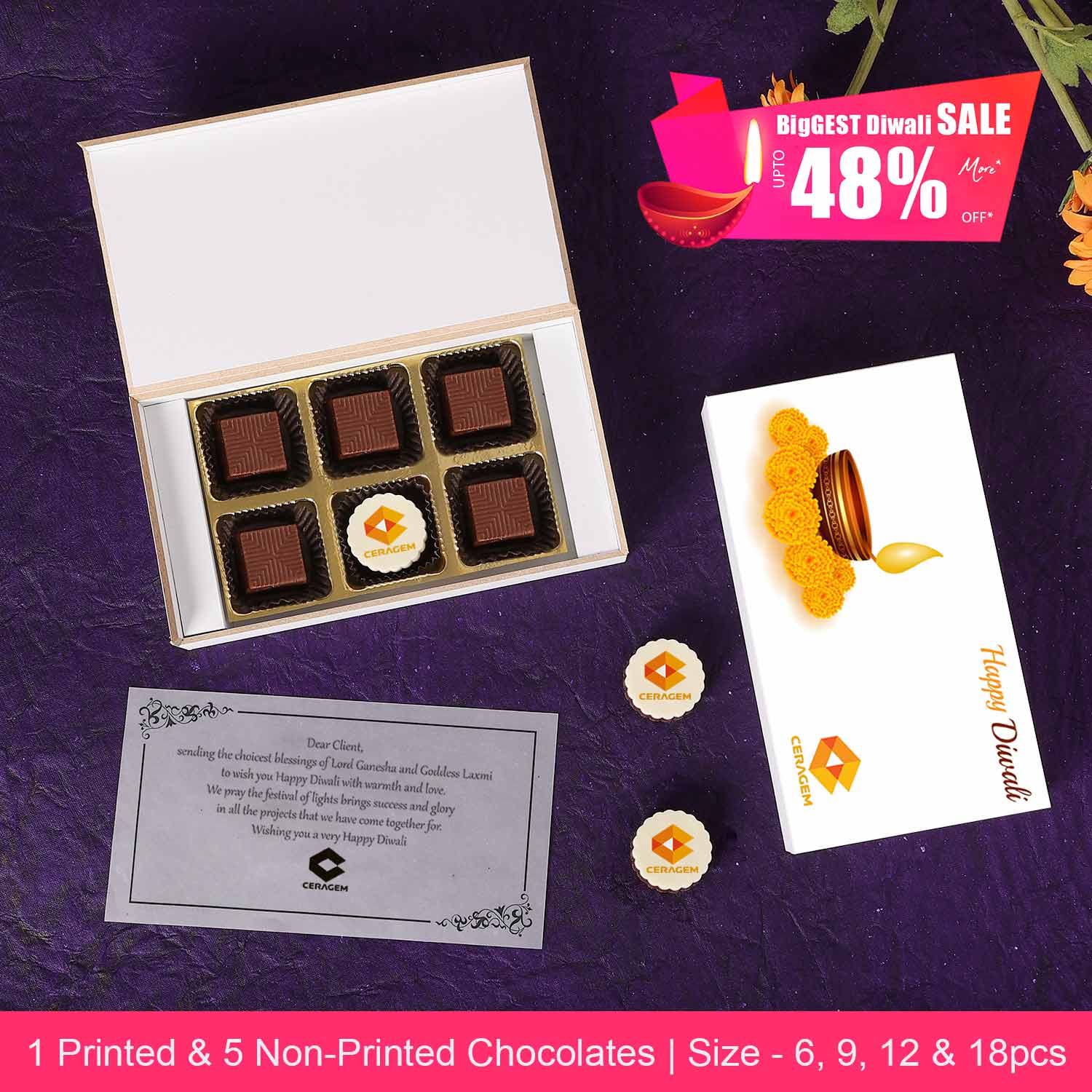  Buy Diwali Chocolate Gift Packs & Chocolate Hampers Online, Printed Chocolate, Rectangle Chocolate, Diwali Corporate Gifts. Print your logo on chocolate 