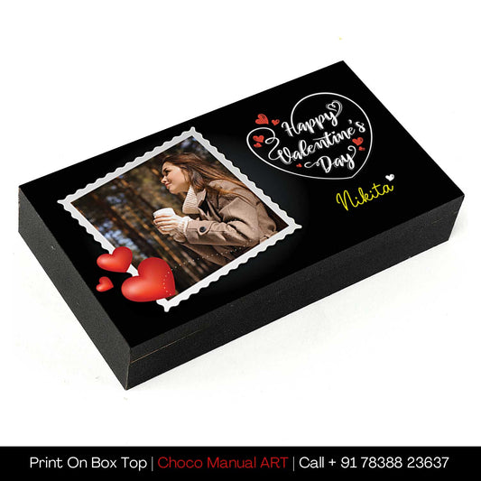 Valentine's Day Personalised Chocolate Box in Black wooden