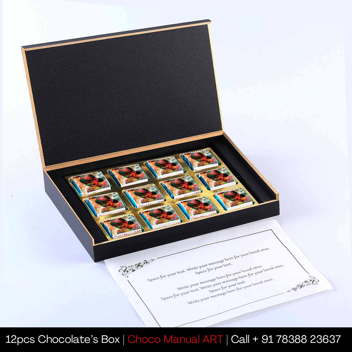 Bright yellow customised box of chocolates holi gift