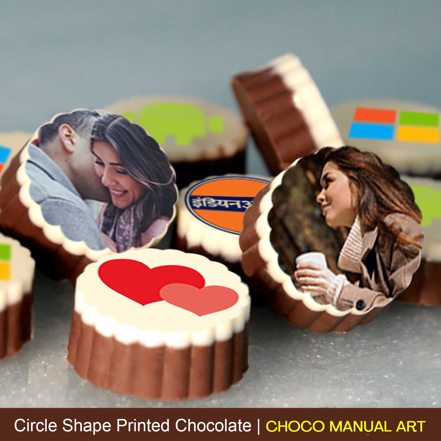 Happy Heart Circle Shape printed Personalised Chocolate Box