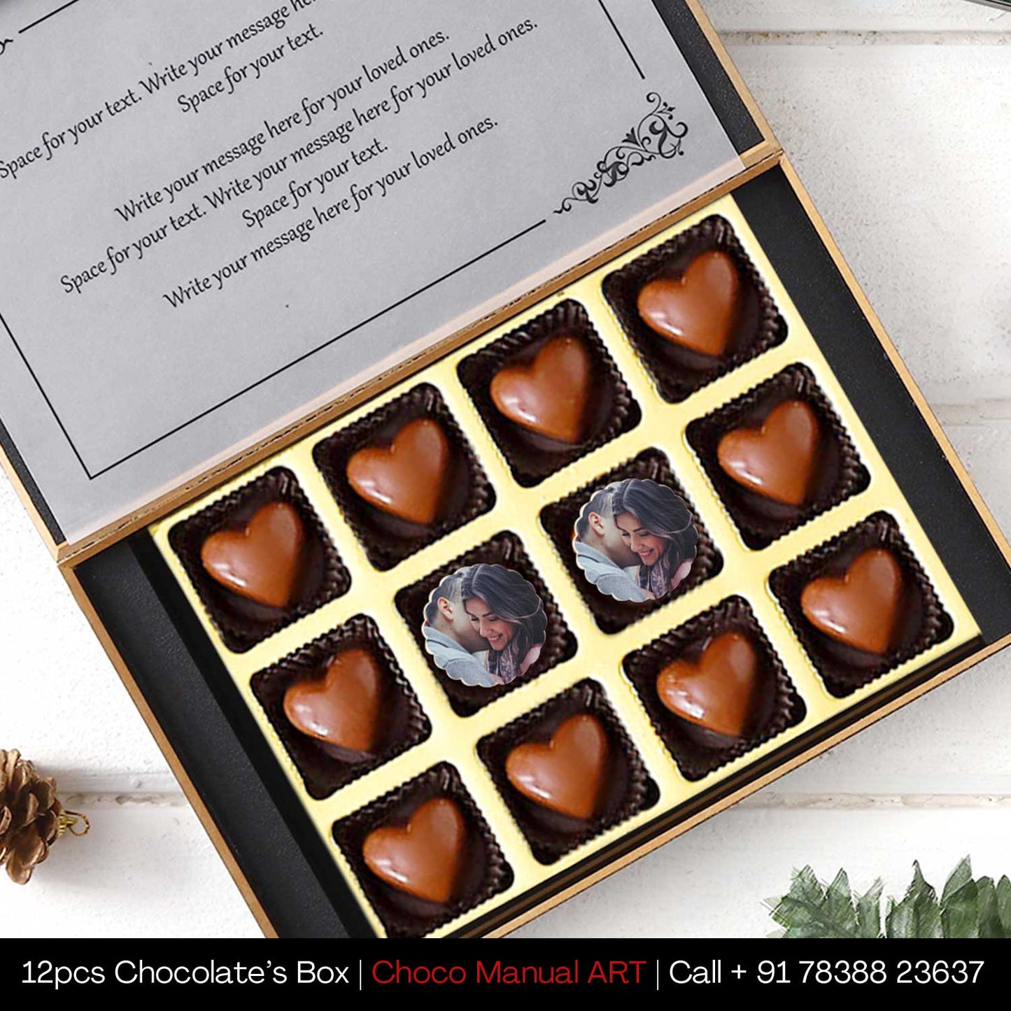 Happy Heart Shape Personalised Chocolate Box with 2 printed