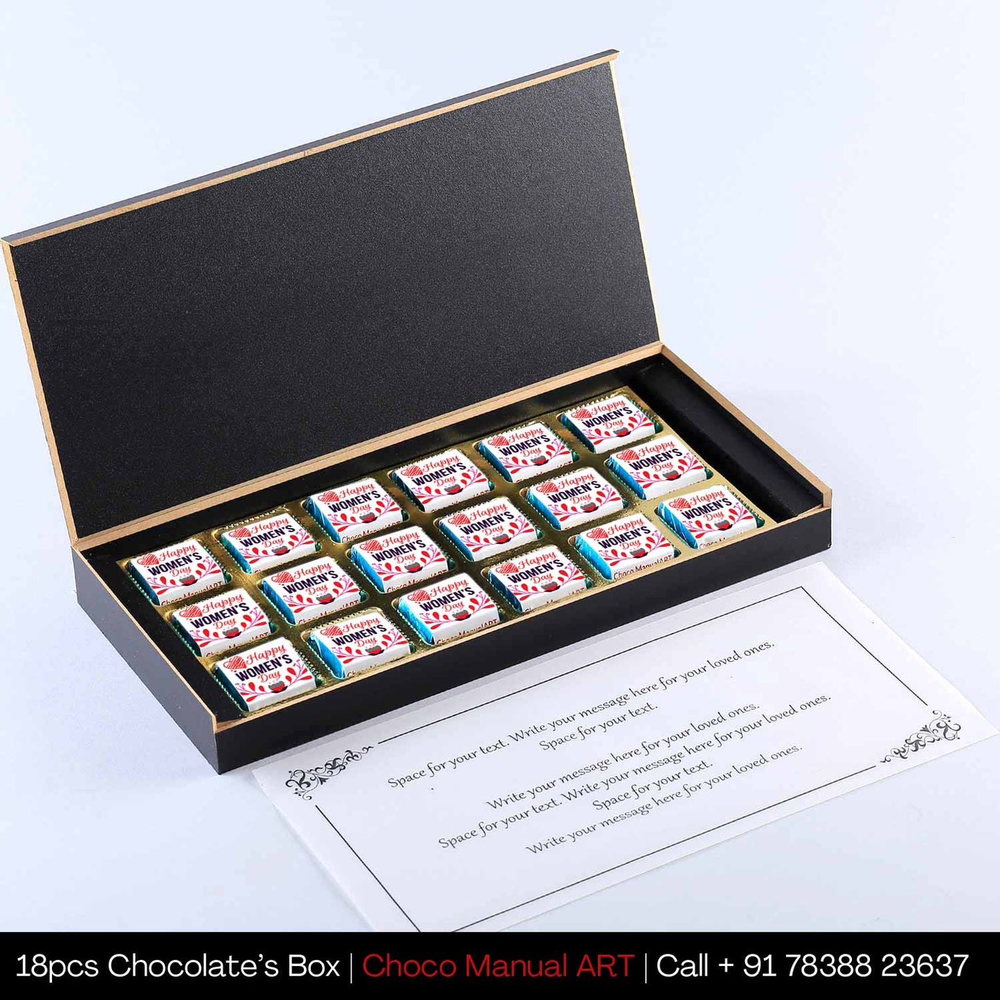 Red delicate design printed wrapped chocolates women's day gift