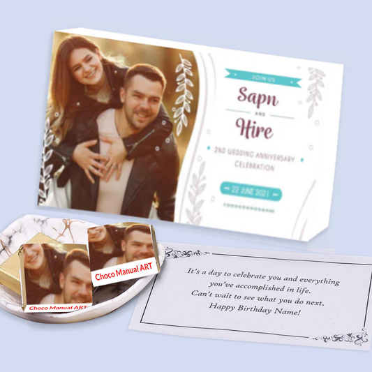 Black Elegant Box names Printed Chocolates Anniversary Invite