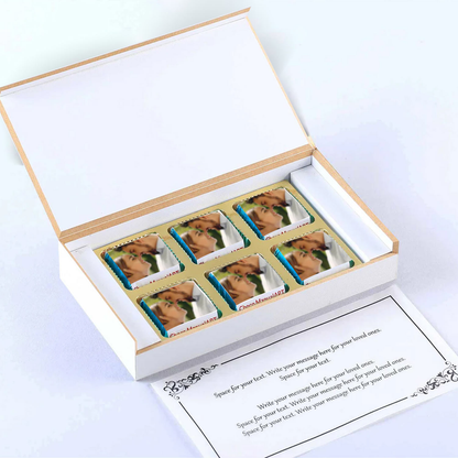 Geometric design anniversary return gift printed chocolates