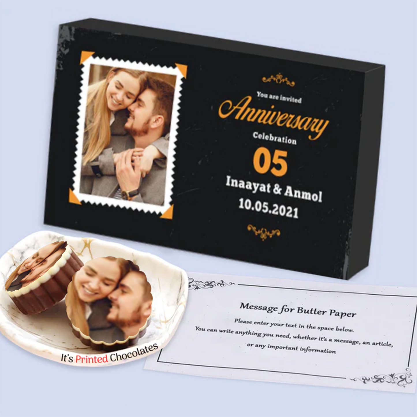 Modern black box personalised Anniversary Invite