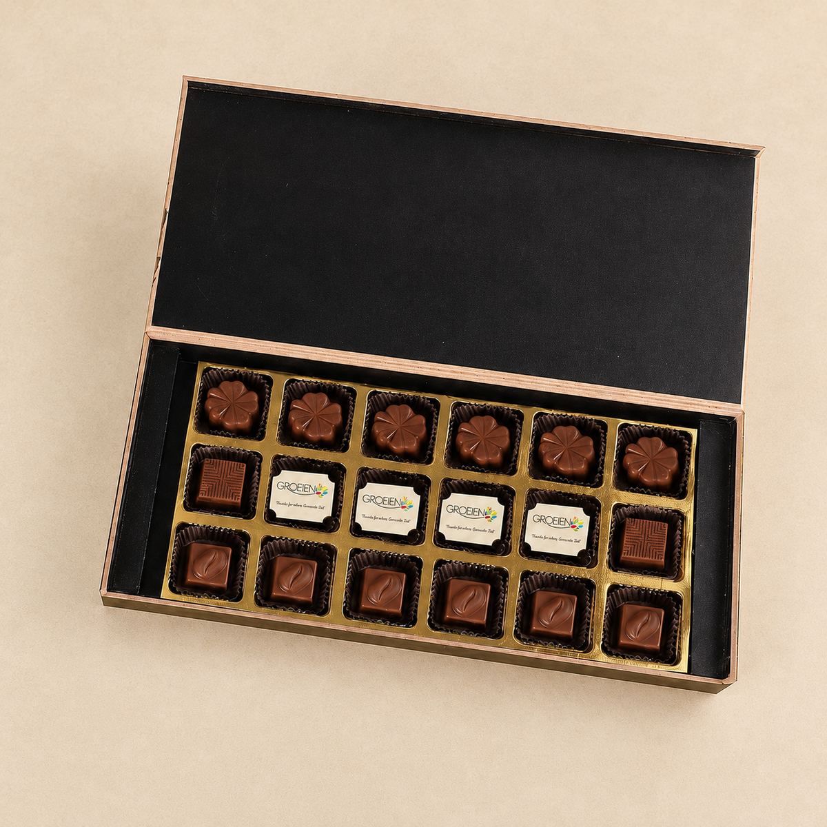 Diwali Chocolate Gift Box – 18 Chocolates  With Four Logo Printed  (Min. 10 Boxes)