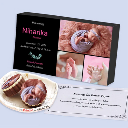 Sleeping with moon & star photo printed chocolates baby announcement