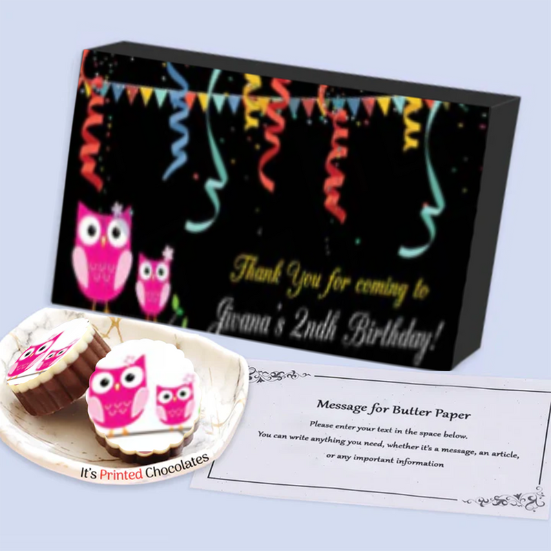 Black elegant box of printed chocolates birthday return gift