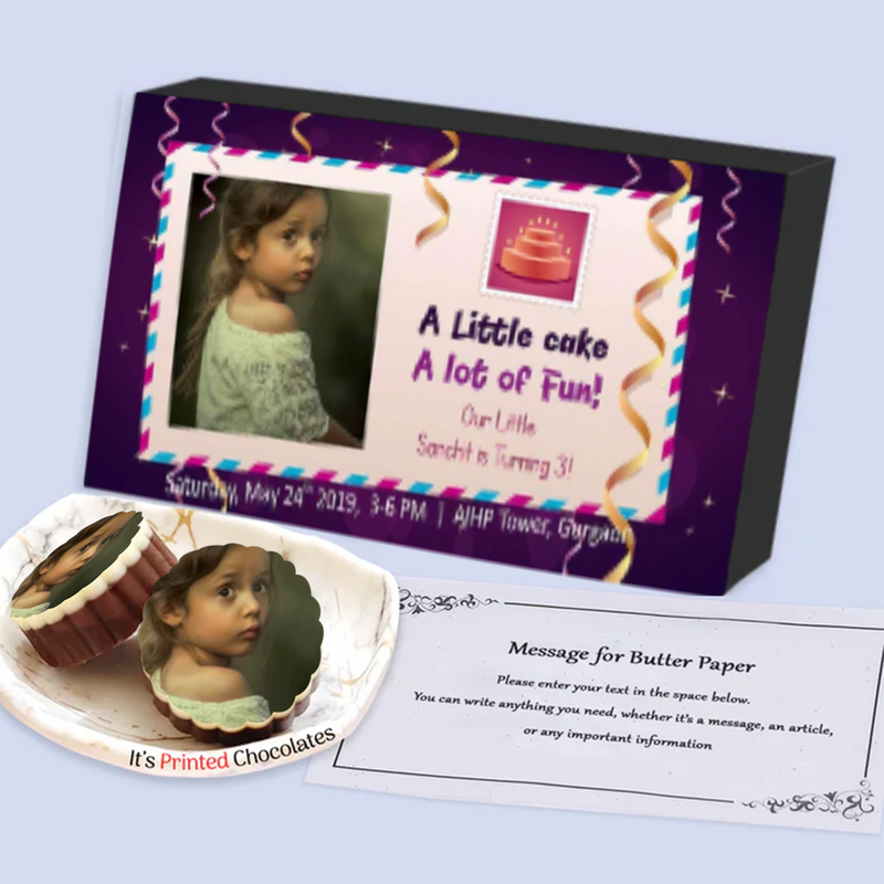 Dangling Ribbons photo Printed Chocolates invitation