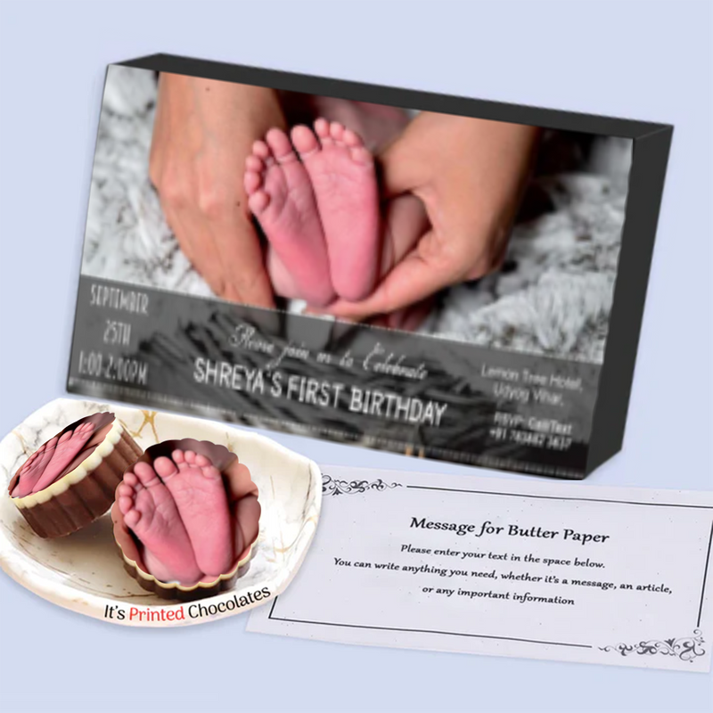 Little feet Printed Chocolates Birthday Invitation